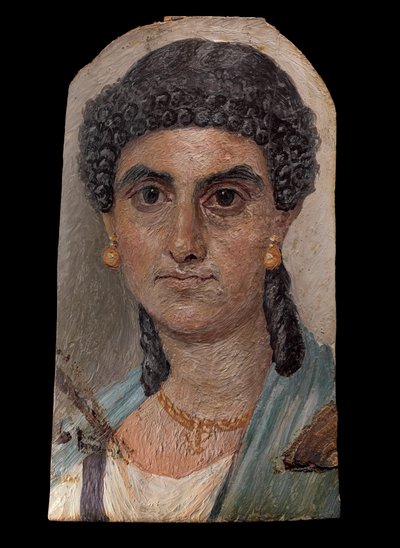 Panel painting of a woman in a blue mantle, 54-68 AD by Roman Roman